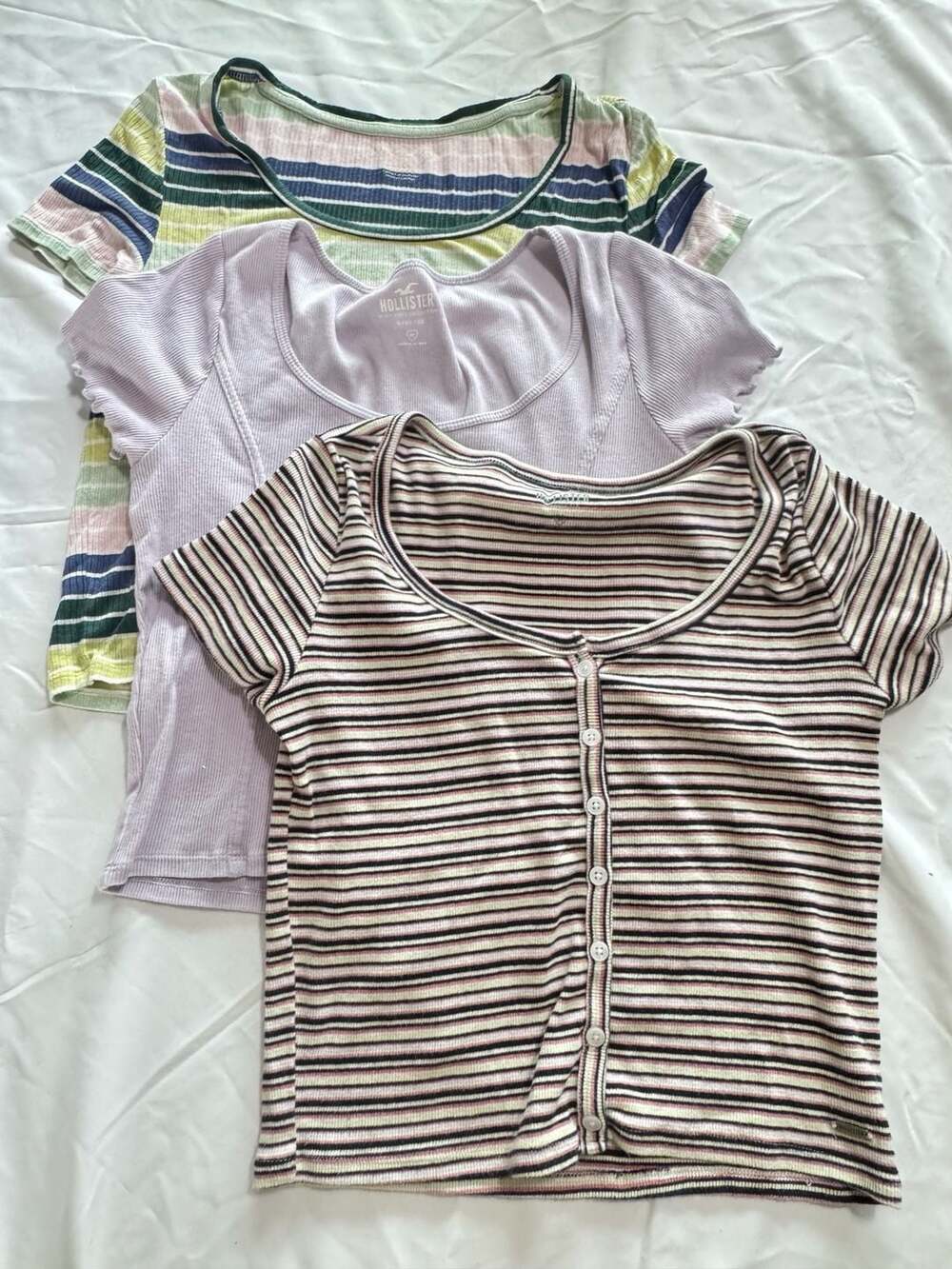 Ribbed Baby Tee Bundle Y2K Coquette Soft Girl Tops Size M